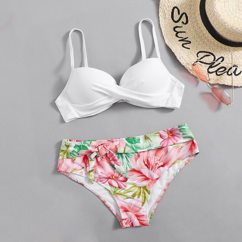 

Floral Knot Bikini Swimsuit, Multicolor