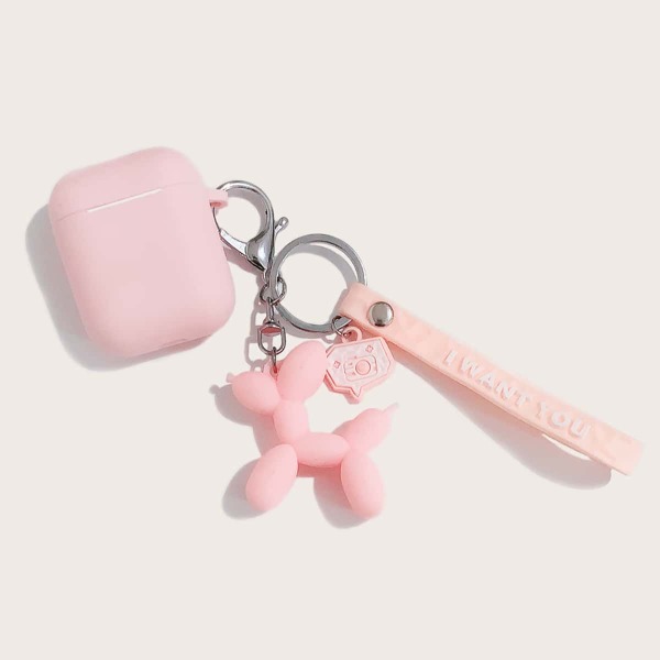 

Solid Airpods Case With Keychain, Pink