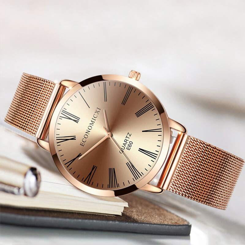 

Mesh Strap Round Pointer Quartz Watch