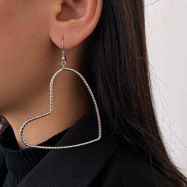 

Heart Drop Earrings, Silver