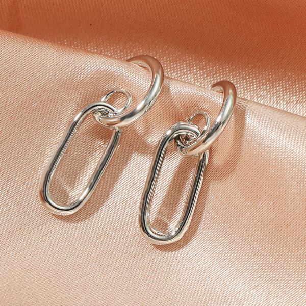 

Geo Chain Drop Earrings, Silver