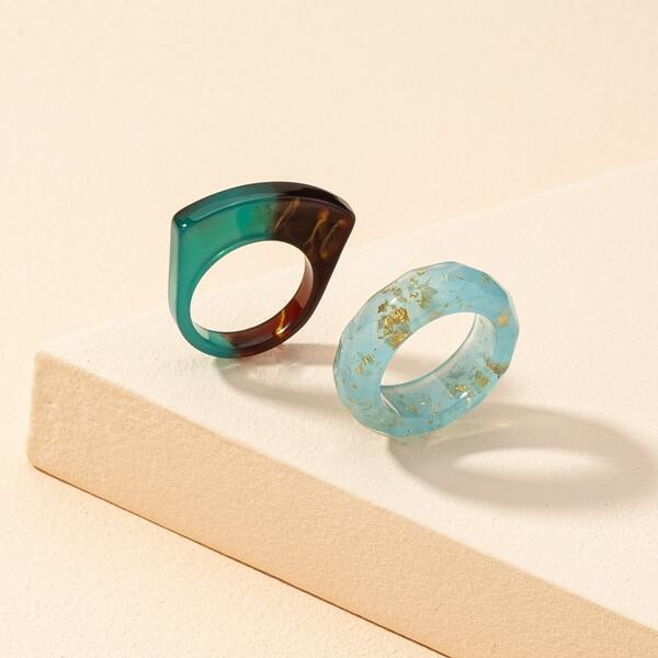

2pcs Resin Ring, Multicolor