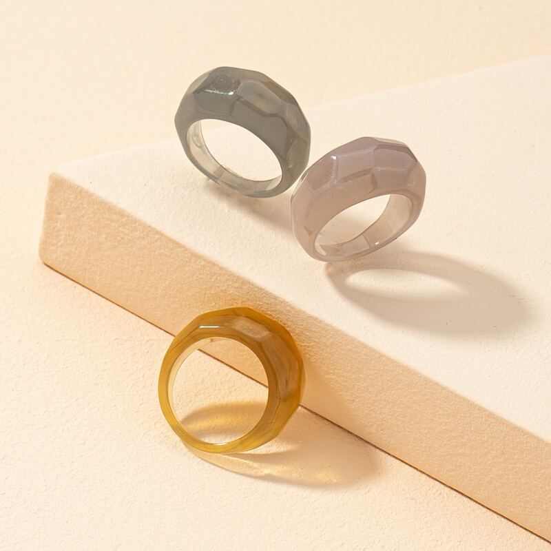 

3pcs Resin Ring, Multicolor