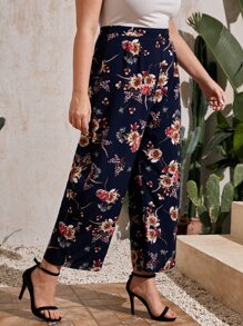 SHEIN Pantalones con estampado de flor de pierna ancha - Multicolor - Ver 5