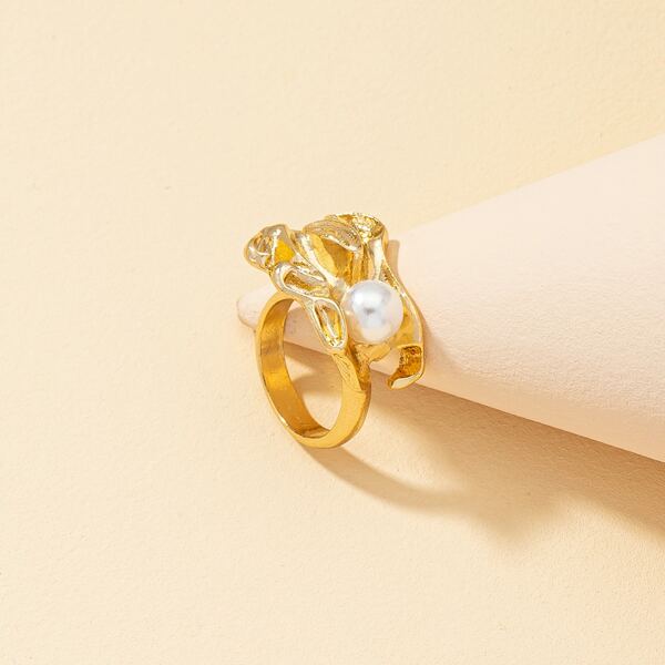 

Faux Pearl Decor Ring, Gold