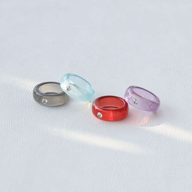 

4pcs Zircon Decor Ring, Multicolor