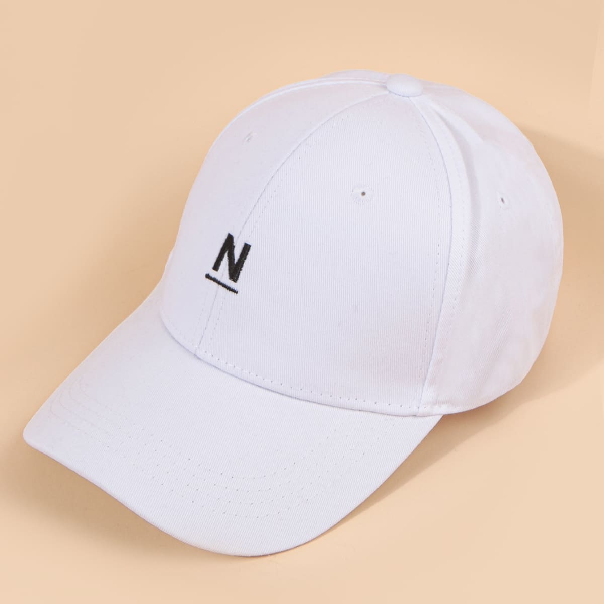 

Letter Embroidery Baseball Cap, White