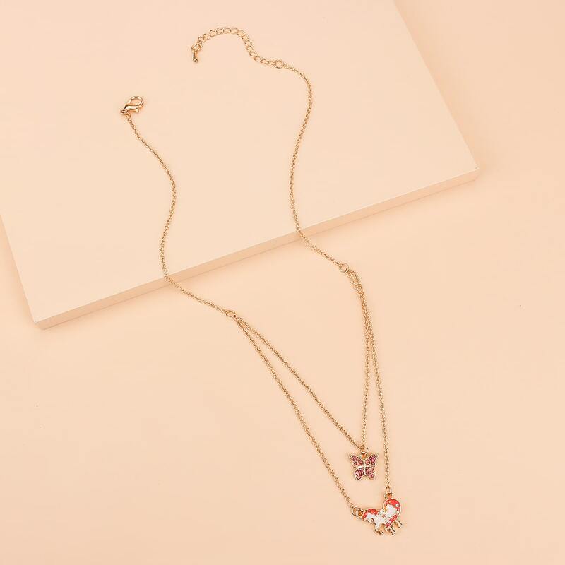 

Unicorn & Butterfly Charm Layered Necklace, Multicolor