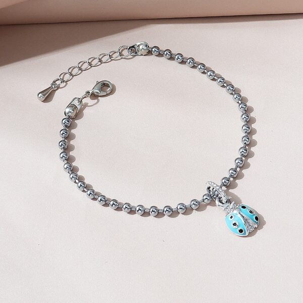 

Beetle Charm Beaded Bracelet, Silver