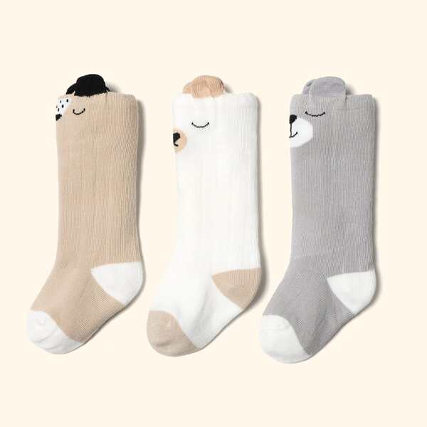 

3pairs Girls Cartoon Graphic Socks, Multicolor