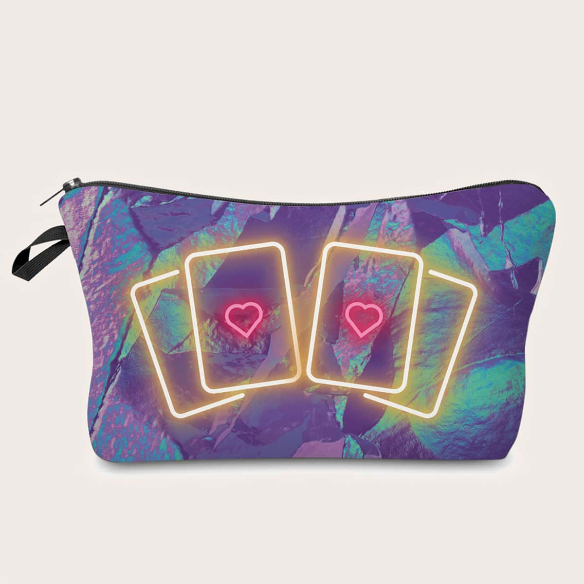 

Heart Pattern Makeup Bag, Multicolor
