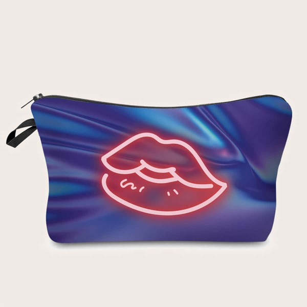 

Red Lip Pattern Makeup Bag, Multicolor