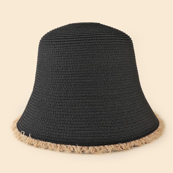 

Raw Hem Bucket Hat, Black