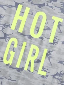 字母圖案迷彩背心上衣 - 彩色 - 查看 4