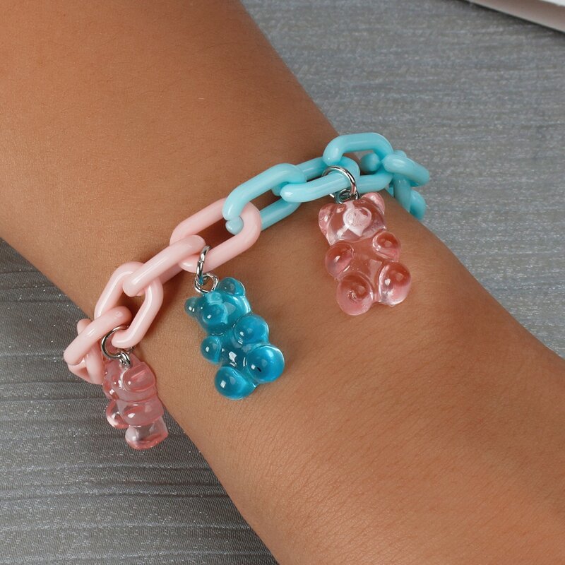 

Clear Bear Chain Bracelet, Multicolor