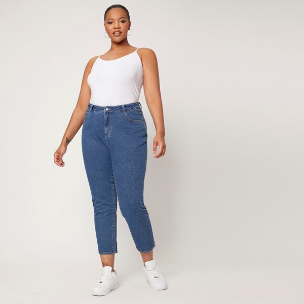 

Plus High Waist Crop Skinny Jeans, Medium wash