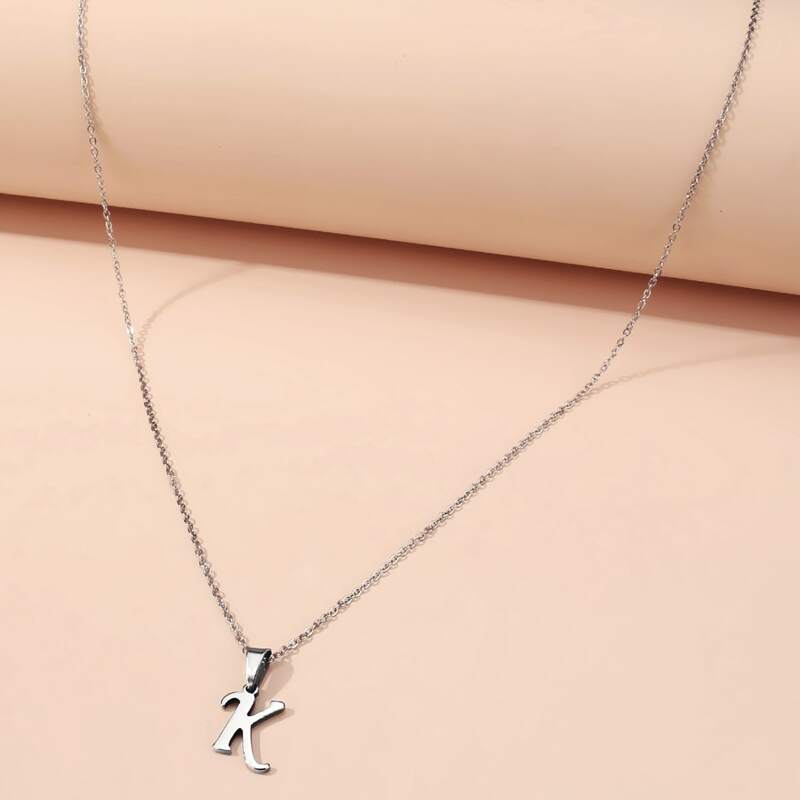 

Letter K Charm Necklace, Silver