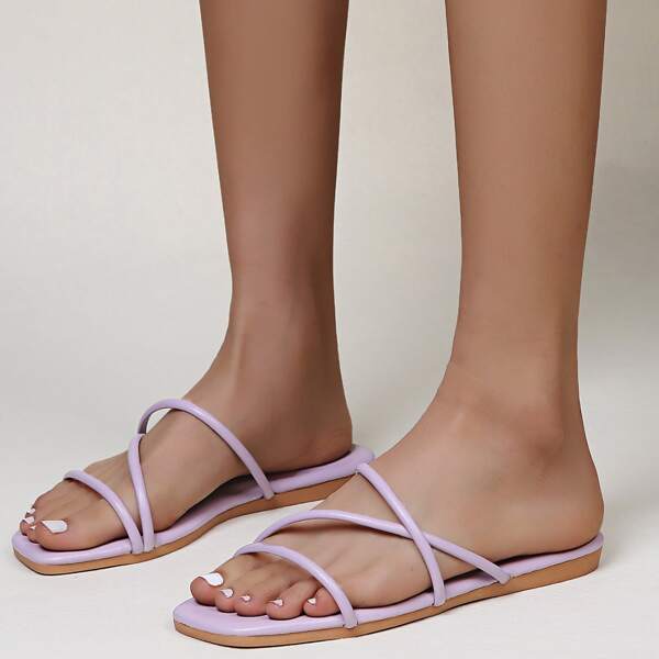 

Thin Strap Slide Sandals, Lilac purple