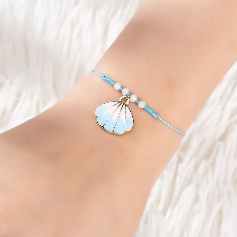 

Shell Decor Rope Bracelet, Baby blue