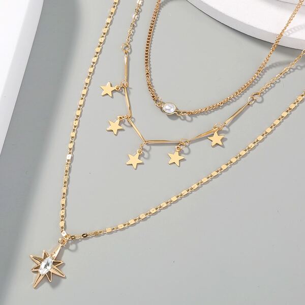 

Star Charm Layered Necklace, Gold