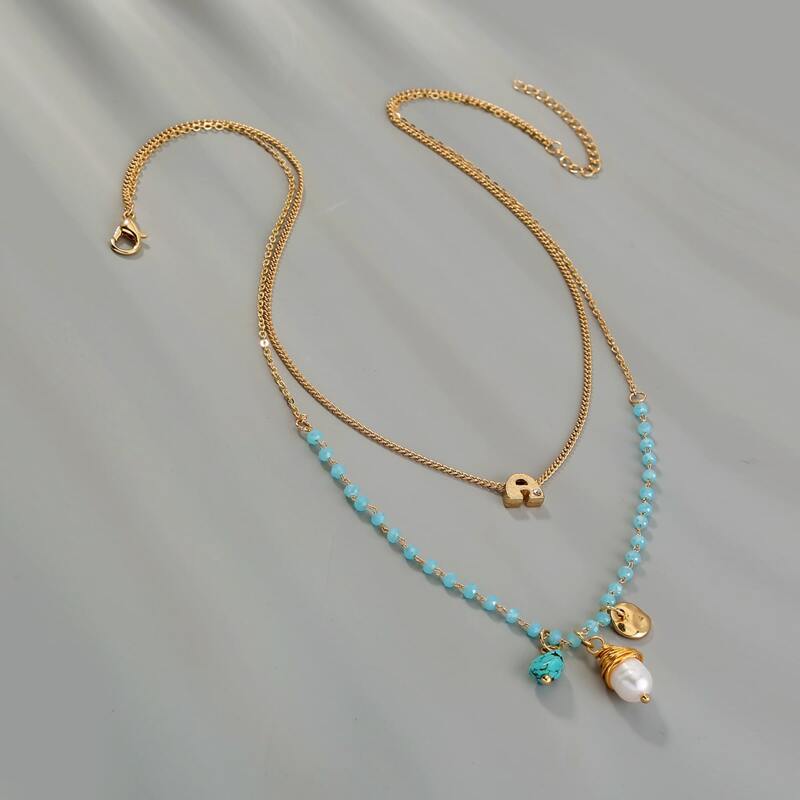 

Pearl Decor Layered Necklace, Multicolor