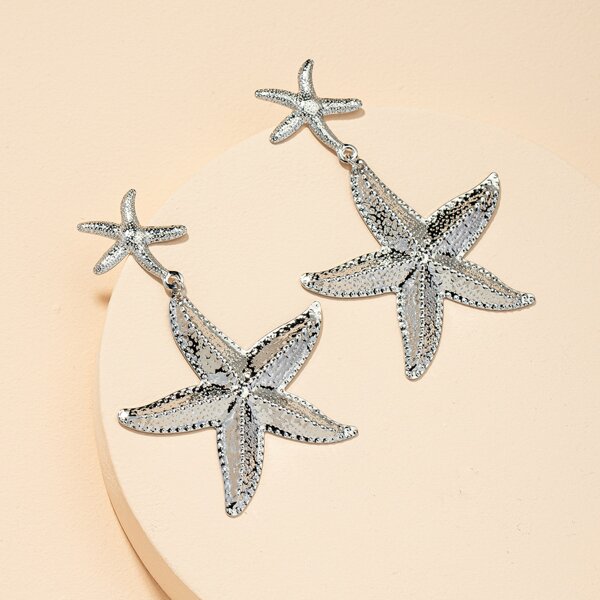 

Starfish Decor Drop Earrings, Silver