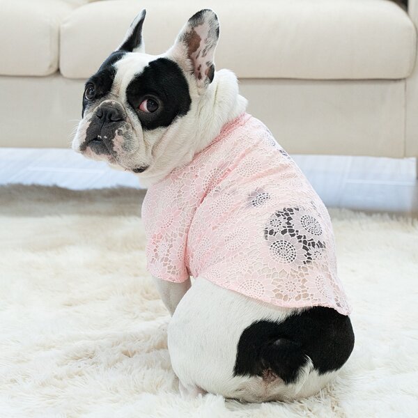 

Hollow Lace Pet Shirt, Pink