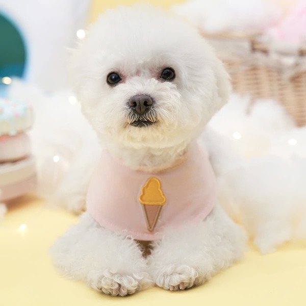 

Ice Cream Embroidery Pet Bandana, Baby pink