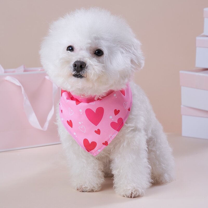 

Heart Print Pet Bandana, Pink