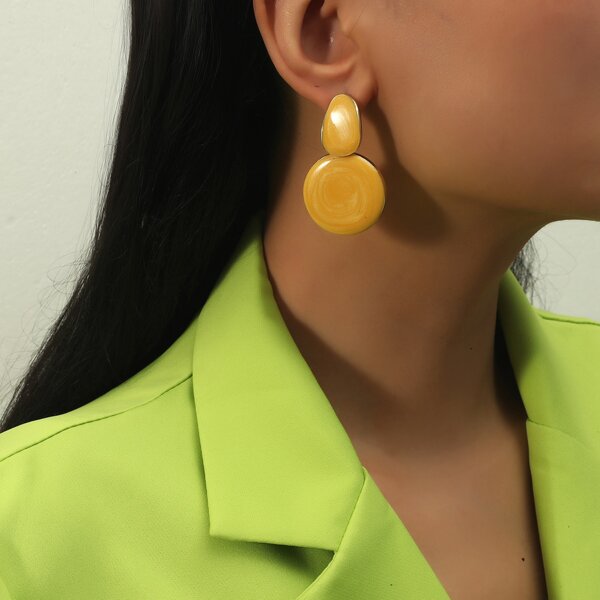 

Round Drop Earrings, Yellow