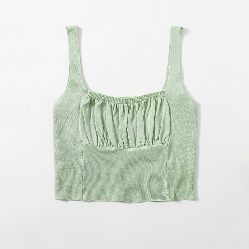 

Solid Ruched Bust Knit Top, Mint green