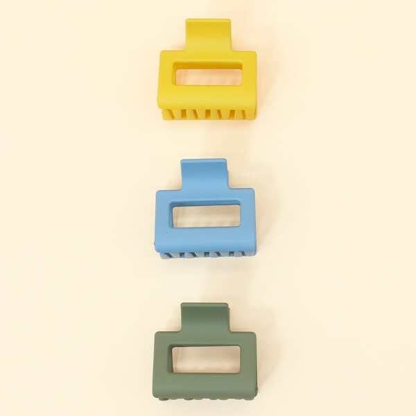 

3pcs Girls Solid Hair Claw, Multicolor