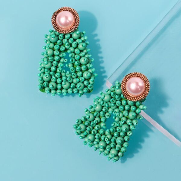 

Bead Decor Geometric Earrings, Green
