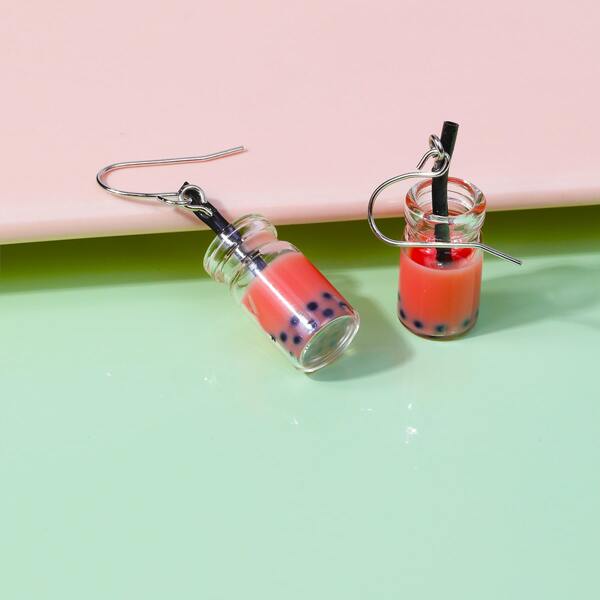 

Milk Tea Drop Earrings, Pink