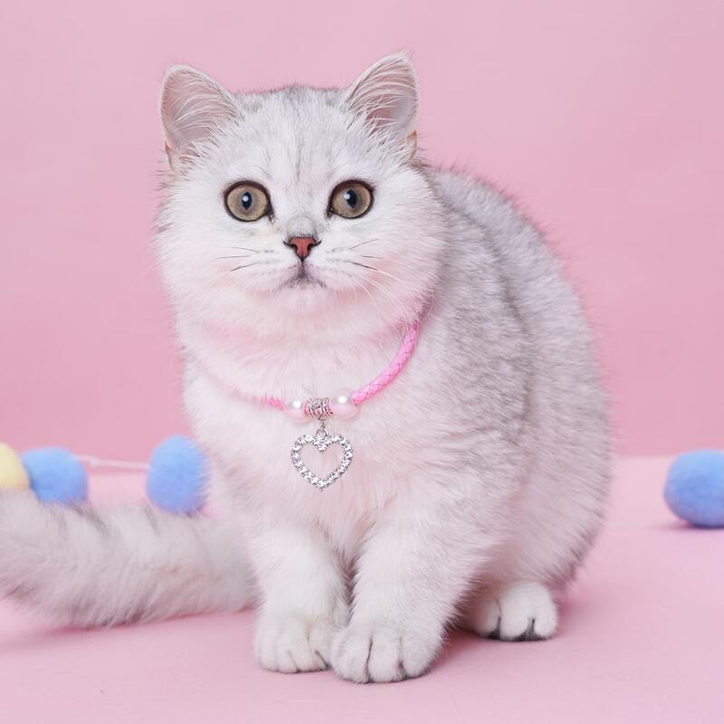 

Heart Pendant Pet Necklace, Pink