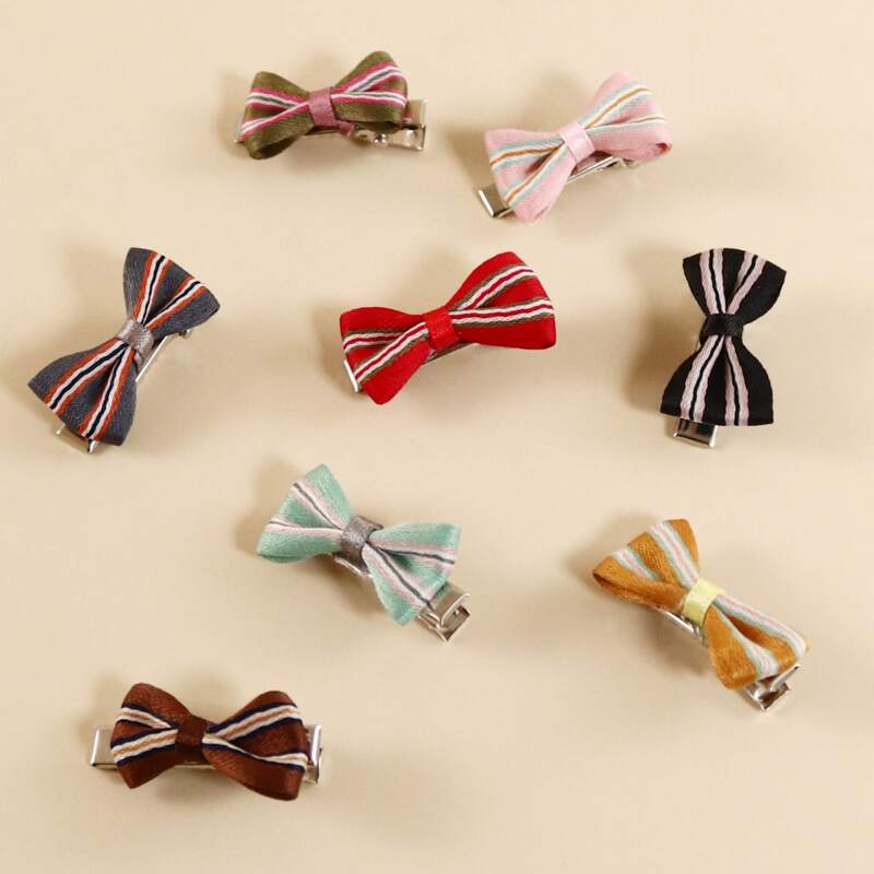 

3pcs Random Color Bow Decor Pet Hair Clip, Multicolor