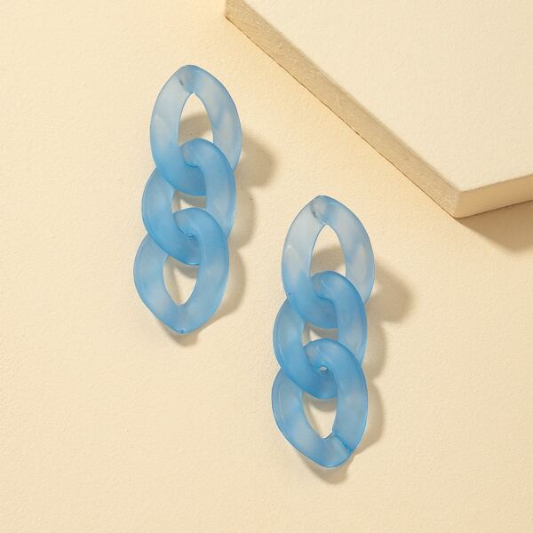 

Chain Design Drop Earrings, Baby blue
