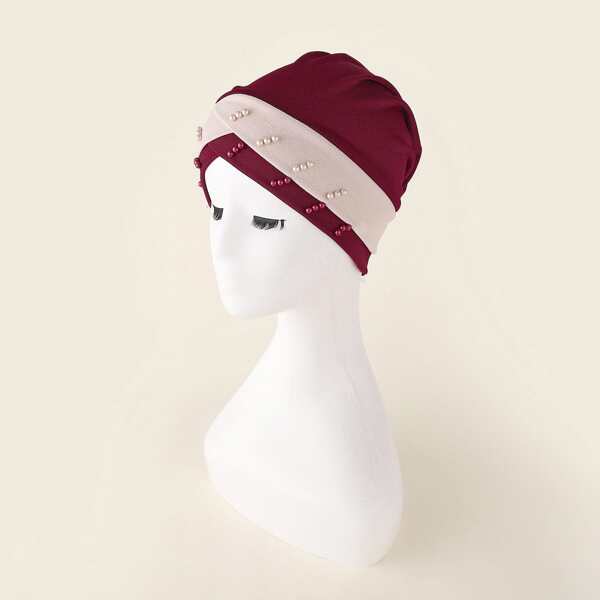 

Bead Decor Color Block Hat, Burgundy