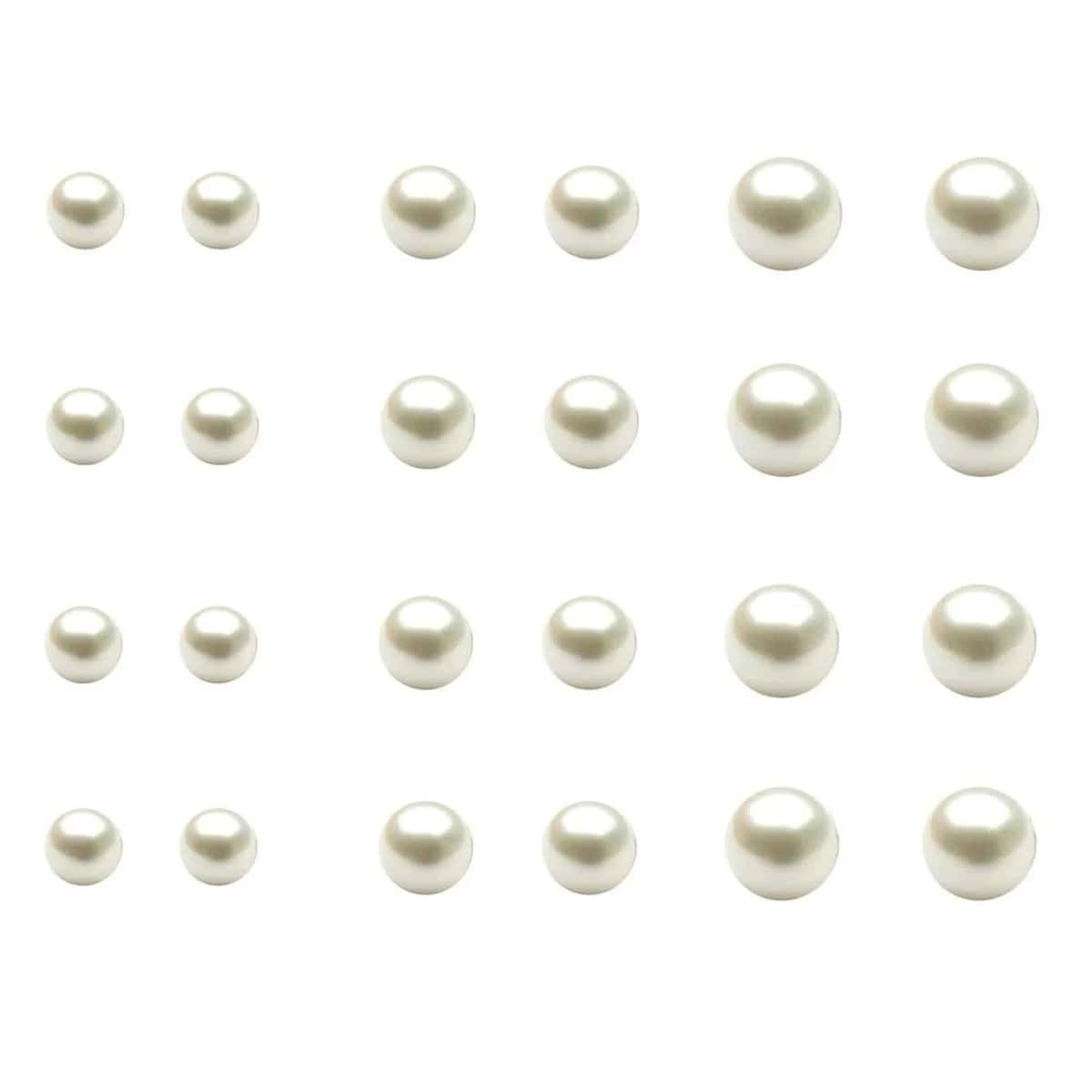 

12pairs Faux Pearl Stud Earrings, White