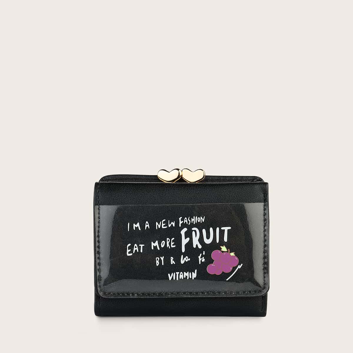 

Cartoon Grape Short Purse, Black