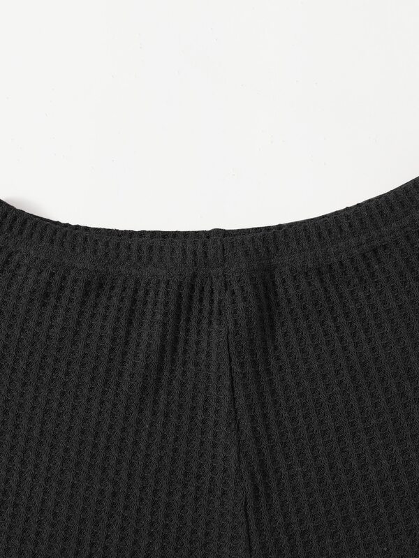 SHEIN Privé Waffle Knit Solid Shorts SHEIN USA