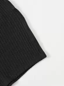 SHEIN Essnce Waffle Knit Solid Shorts - Black - View 5