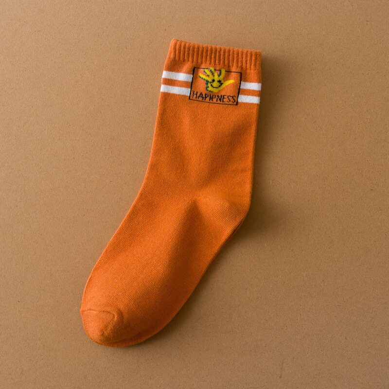 

Cartoon Stripe Crew Socks, Orange