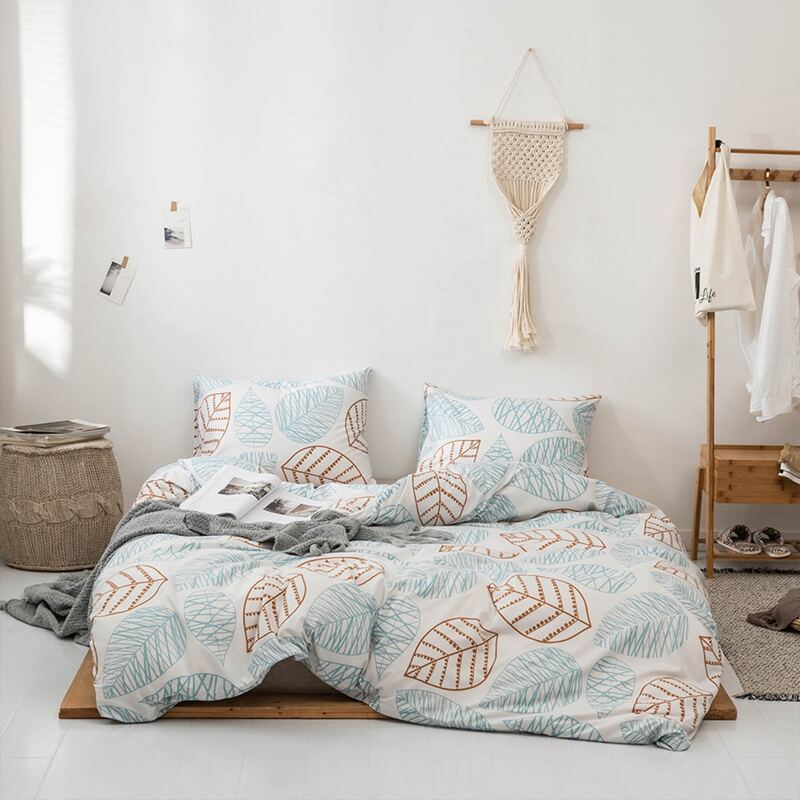 

Leaf Print Duvet Cover Set Without Filler, Multicolor