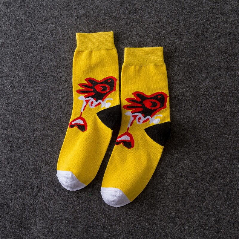 

Cartoon Pattern Crew Socks, Yellow