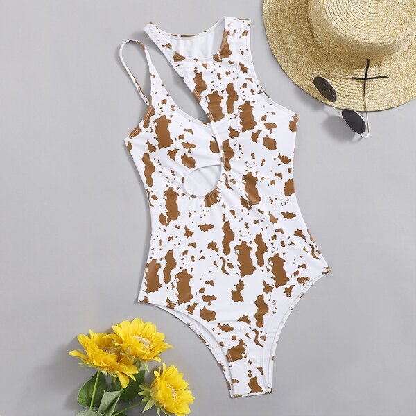 

с разрезом Принт Повседневный слитный, Многоцветный