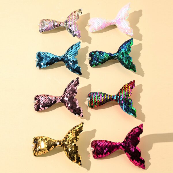 

8pcs Girls Sequins Decor Hair Clip, Multicolor