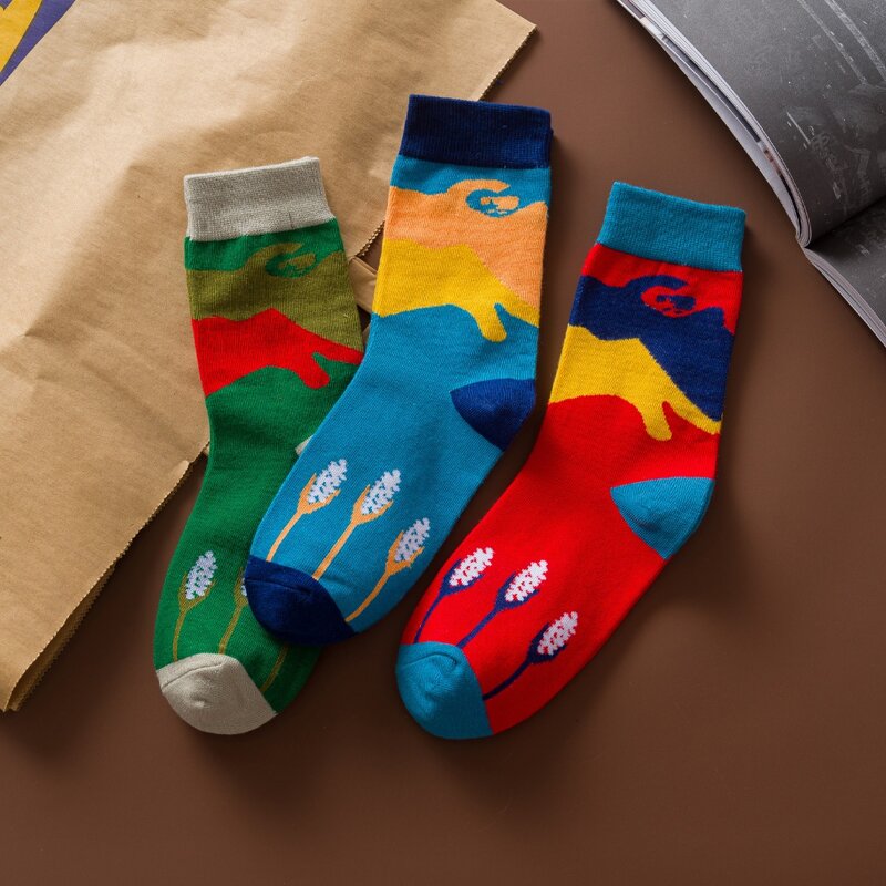 

3pairs Colorblock Crew Socks, Multicolor