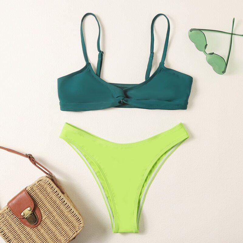 

Twist High Cut Bikini Swimsuit, Multicolor
