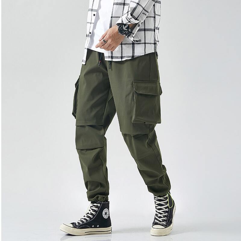 

Guys Drawstring Waist Flap Pocket Cargo Pants, Army green